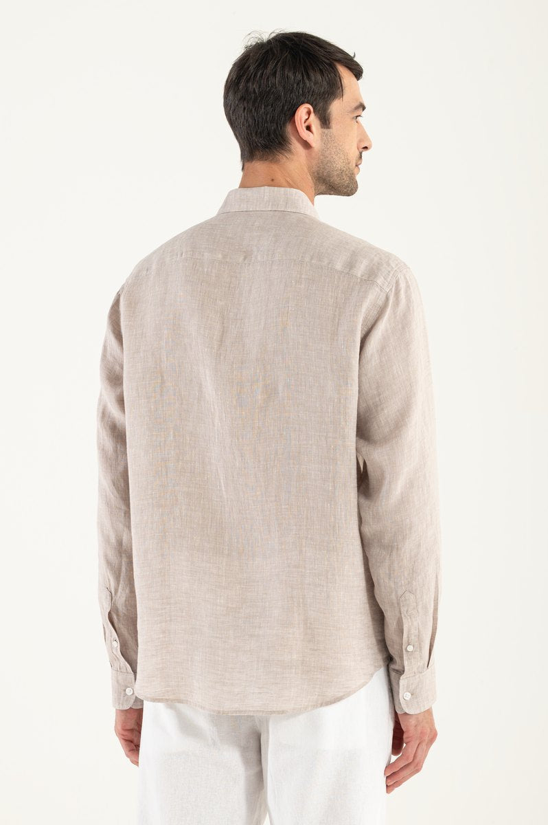 Camisa de lino beige