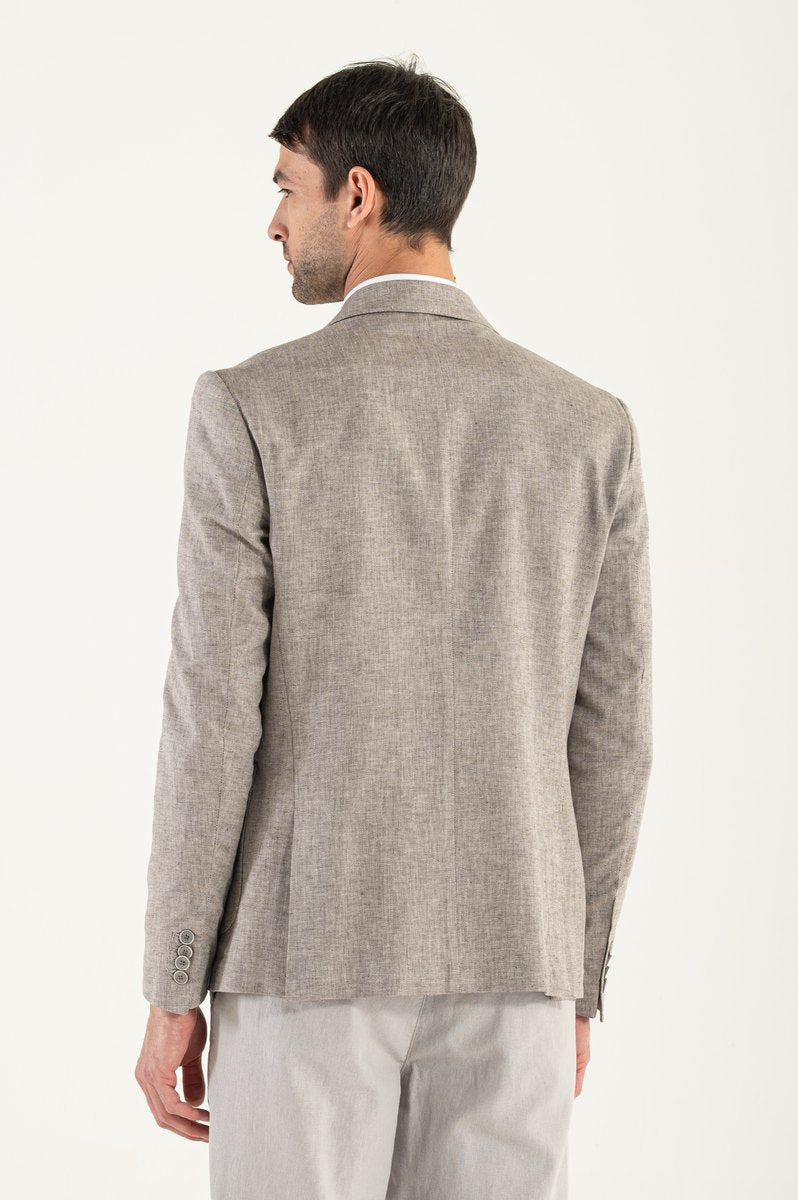 Camel blazer de linos/algodón
