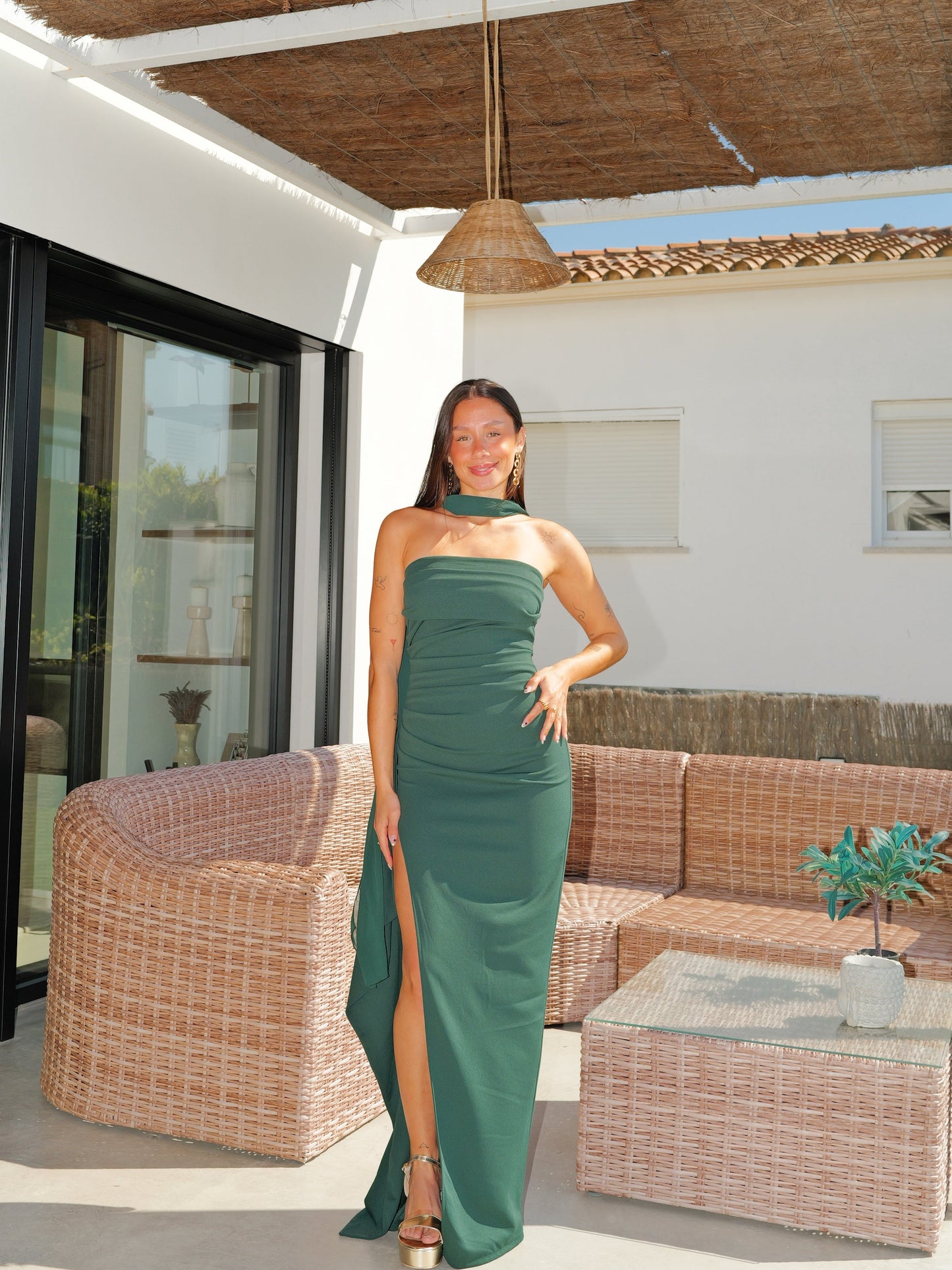 Vestido palabra choker banda botella
