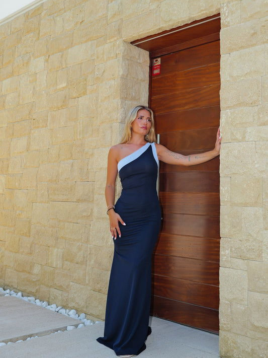Vestido asim banda espalda marino