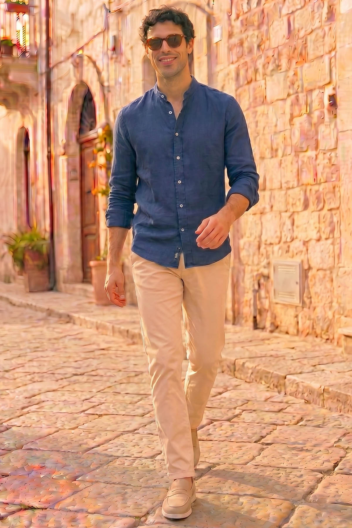 Camisa Moderna Lino Mao Ocean