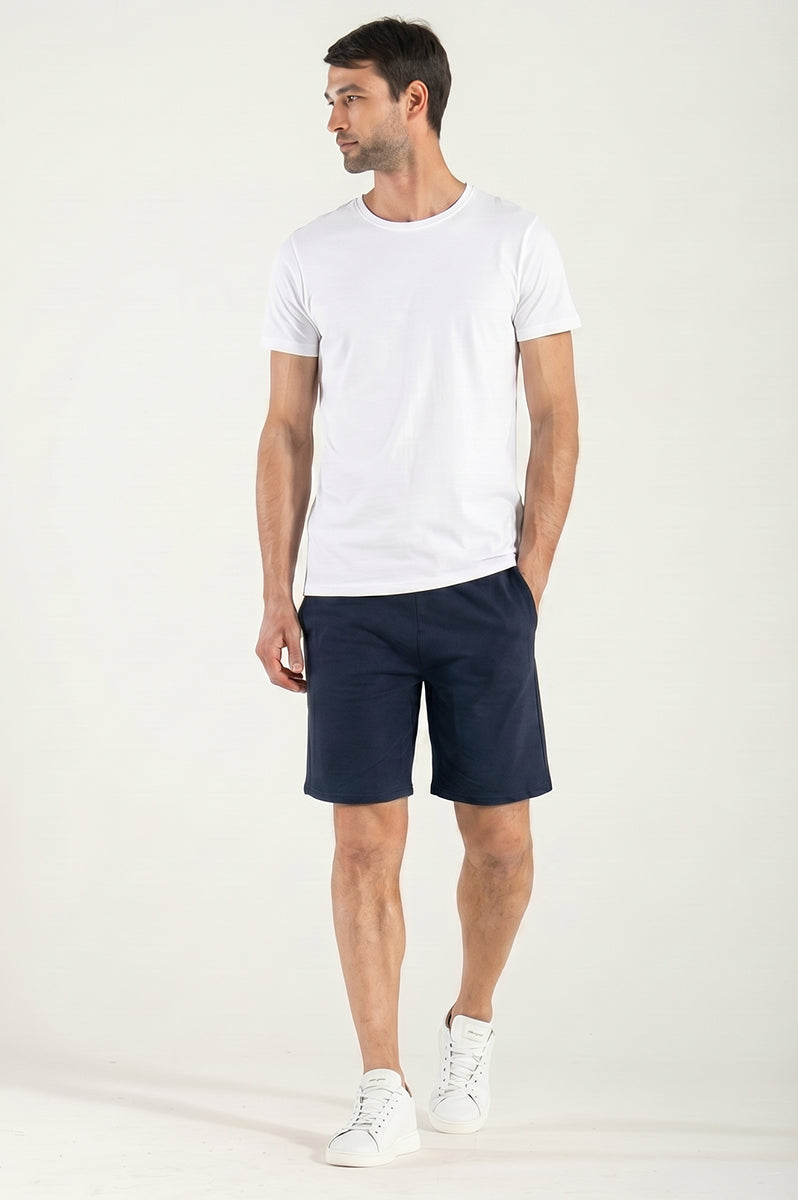 Bermudas de felpa de algodón azul