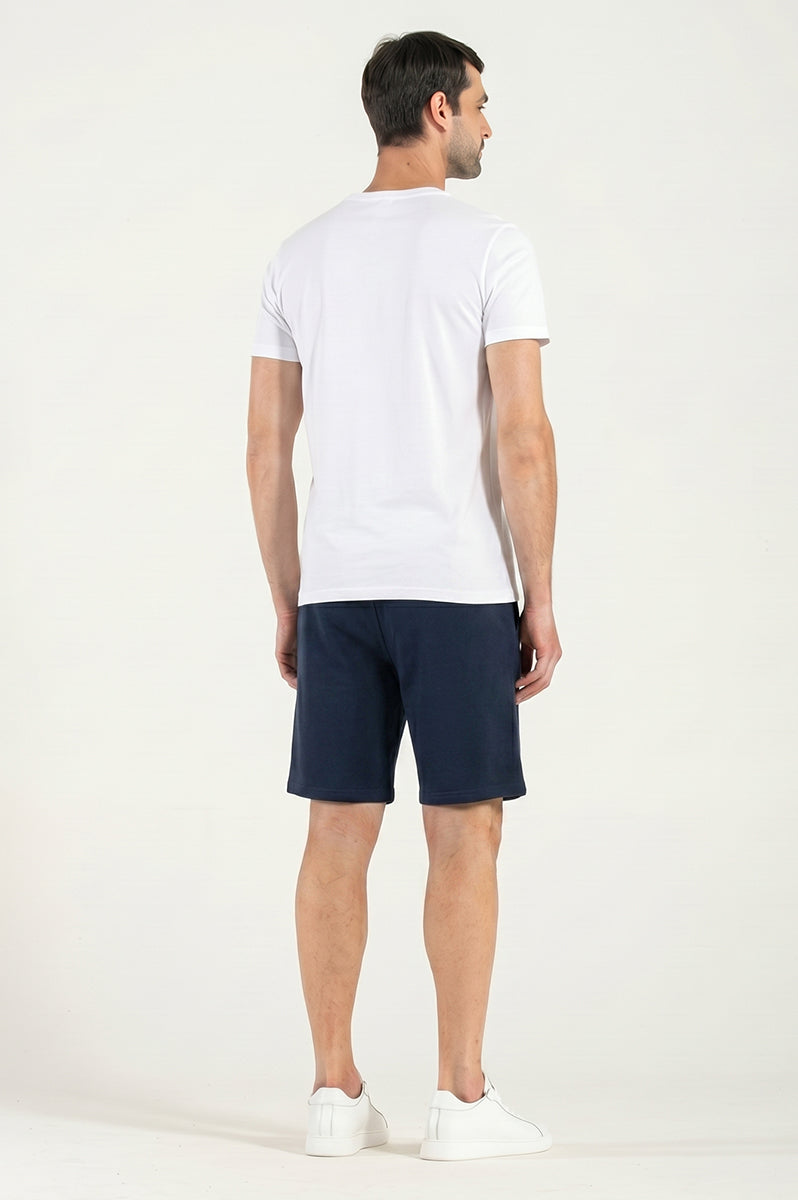 Bermudas de felpa de algodón azul