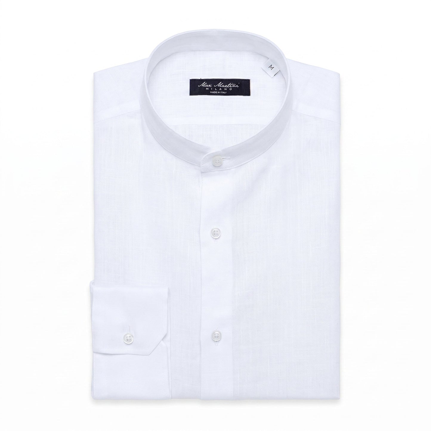 Camicia Lino Bianca Collo Coreano