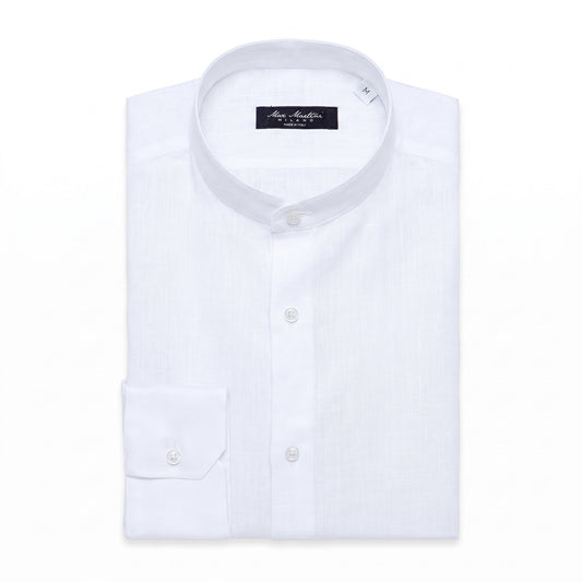 Camicia Lino Bianca Collo Coreano