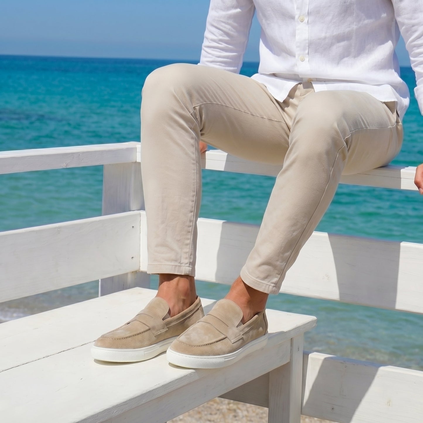 Mocasines para Hombre en Ante Beige