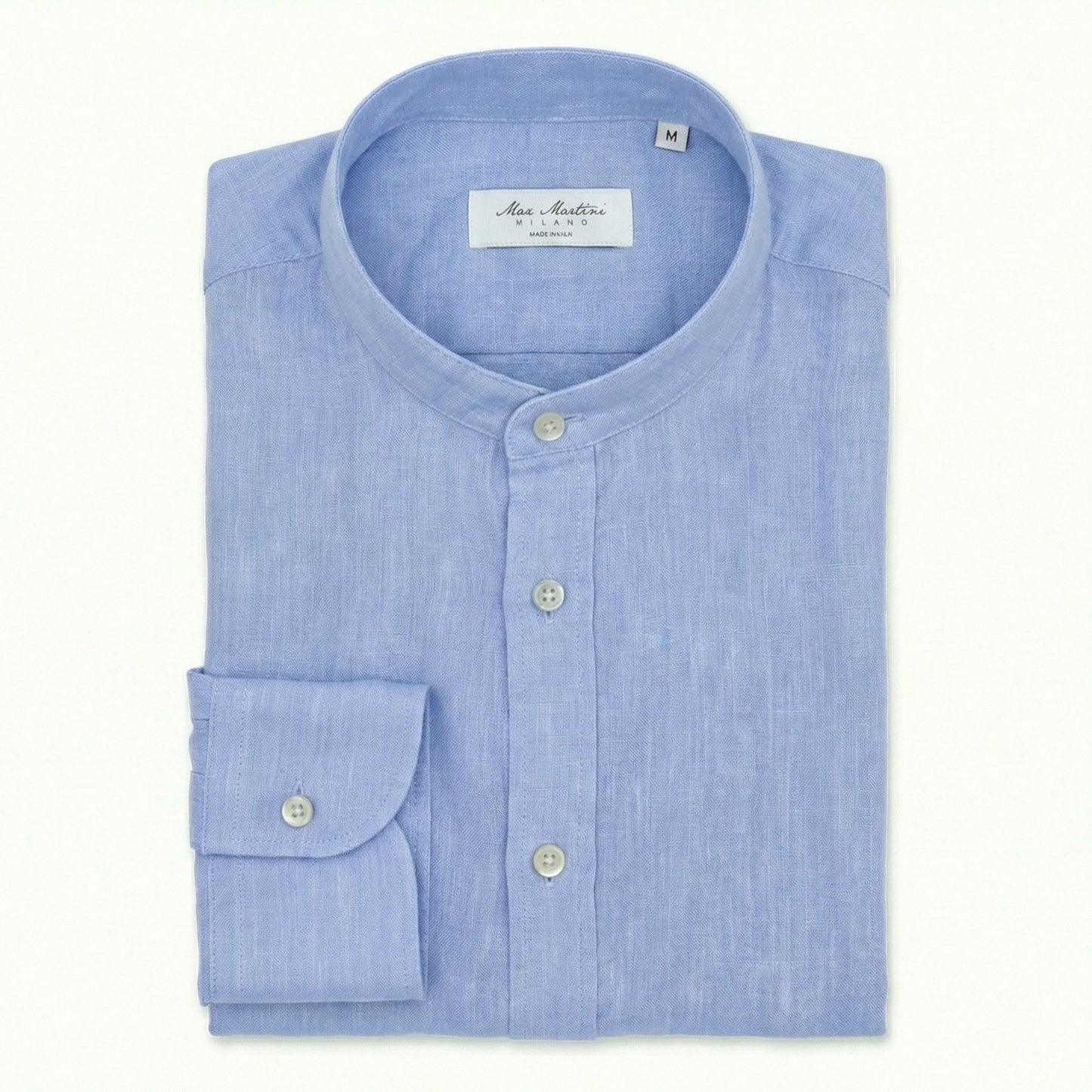 Camicia Lino Celeste Colletto Coreano