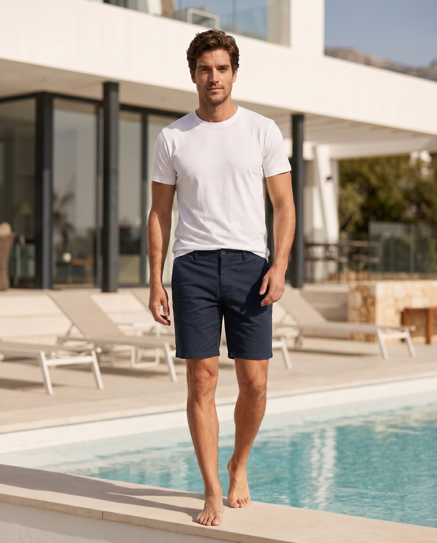 Bermudas hombre algodón azul