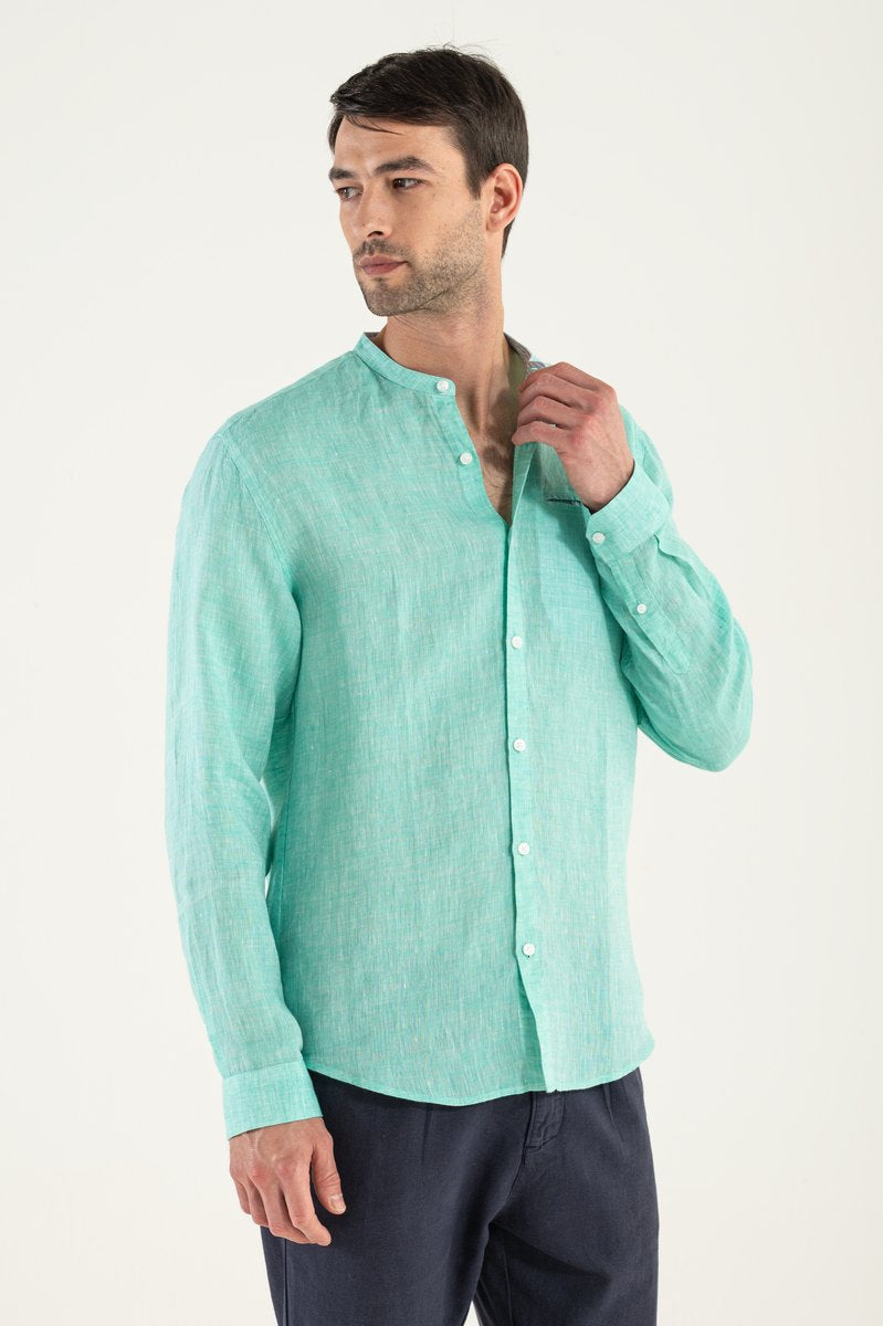 Camisa de lino verde