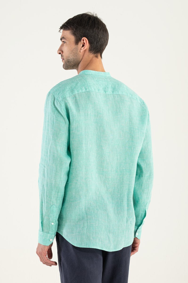 Camisa de lino verde
