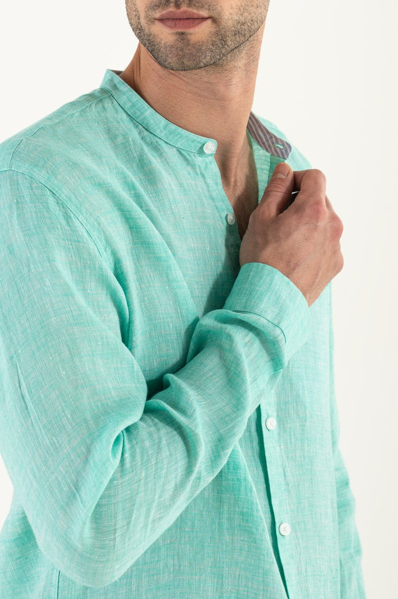 Camisa de lino verde
