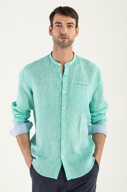 Camisa de lino verde