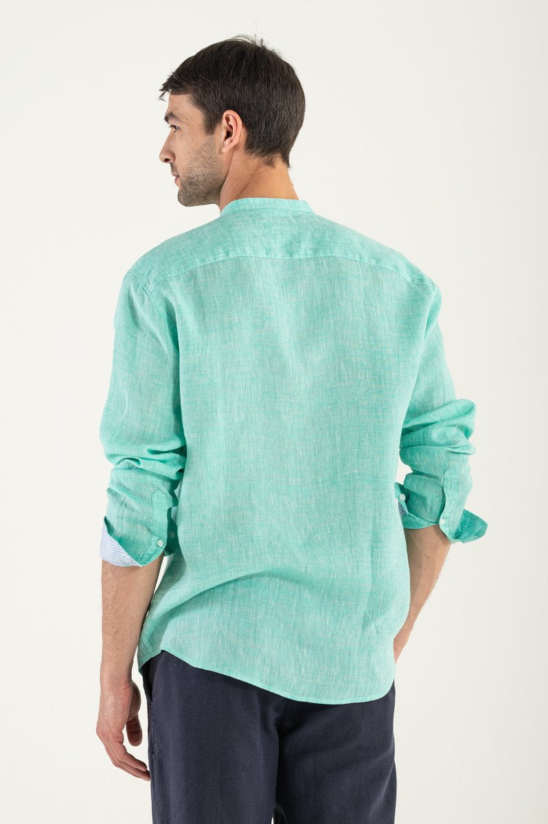 Camisa de lino verde