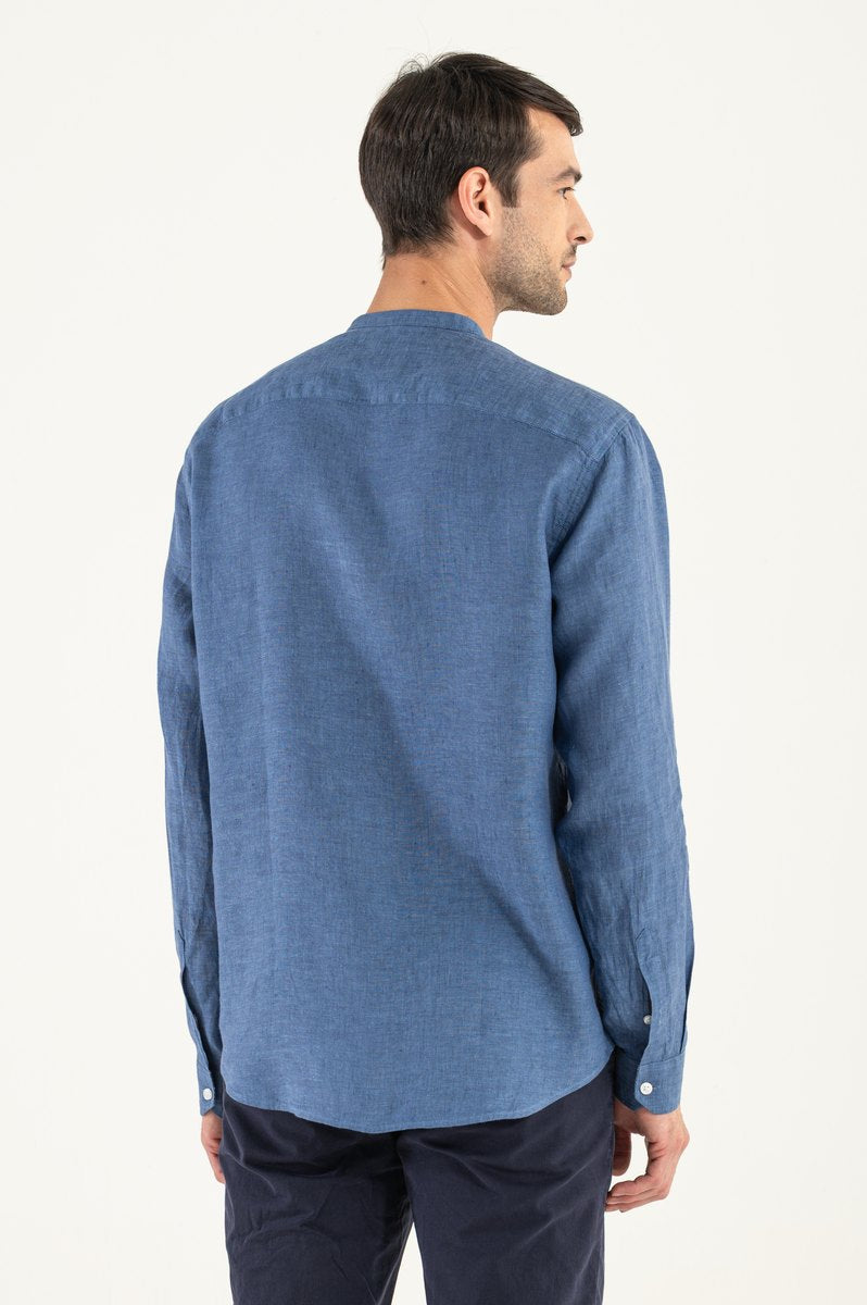 Camisa de lino azul real