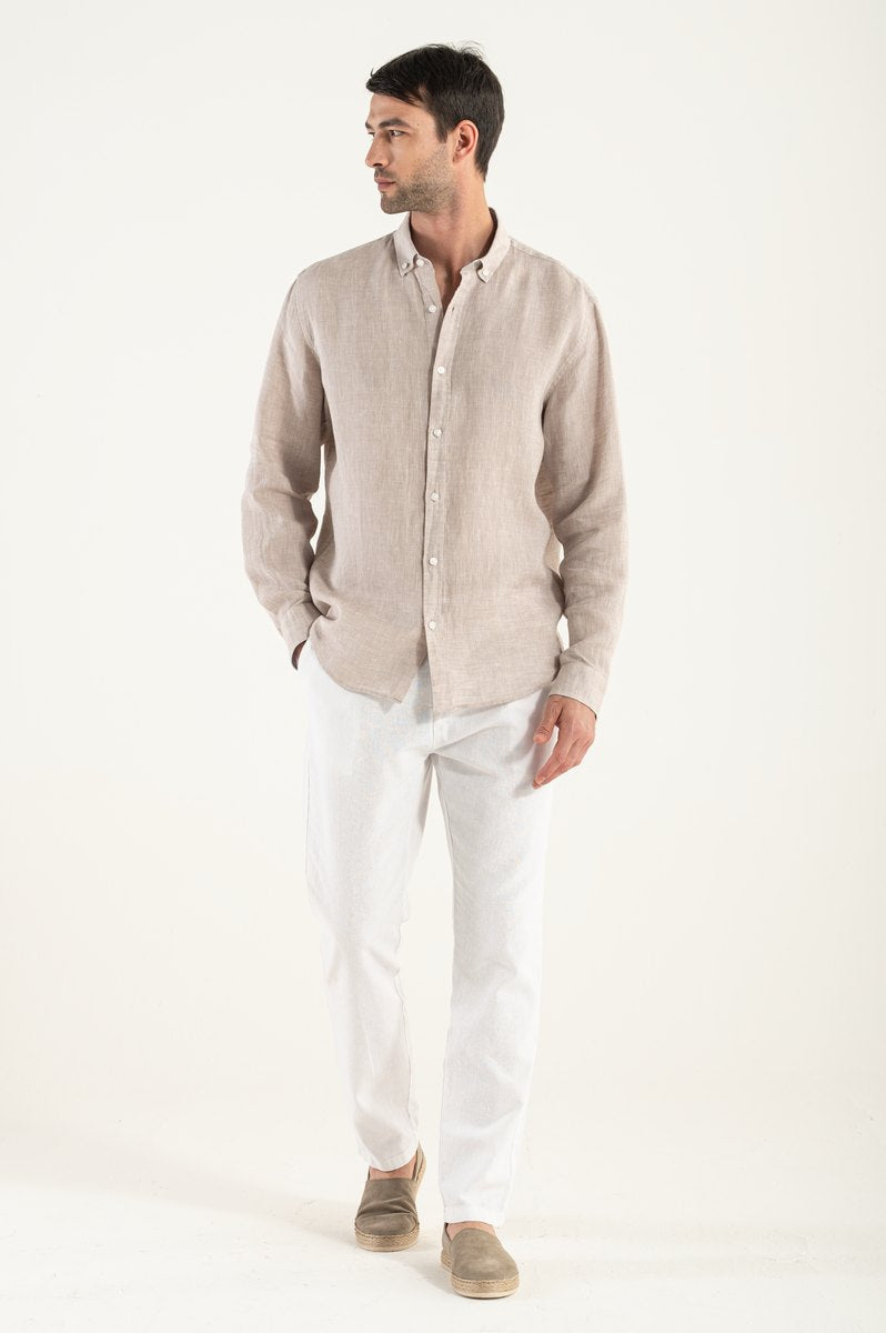 Camisa de lino beige