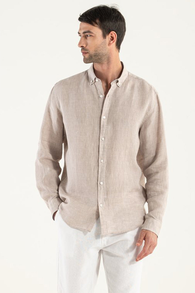 Camisa de lino beige