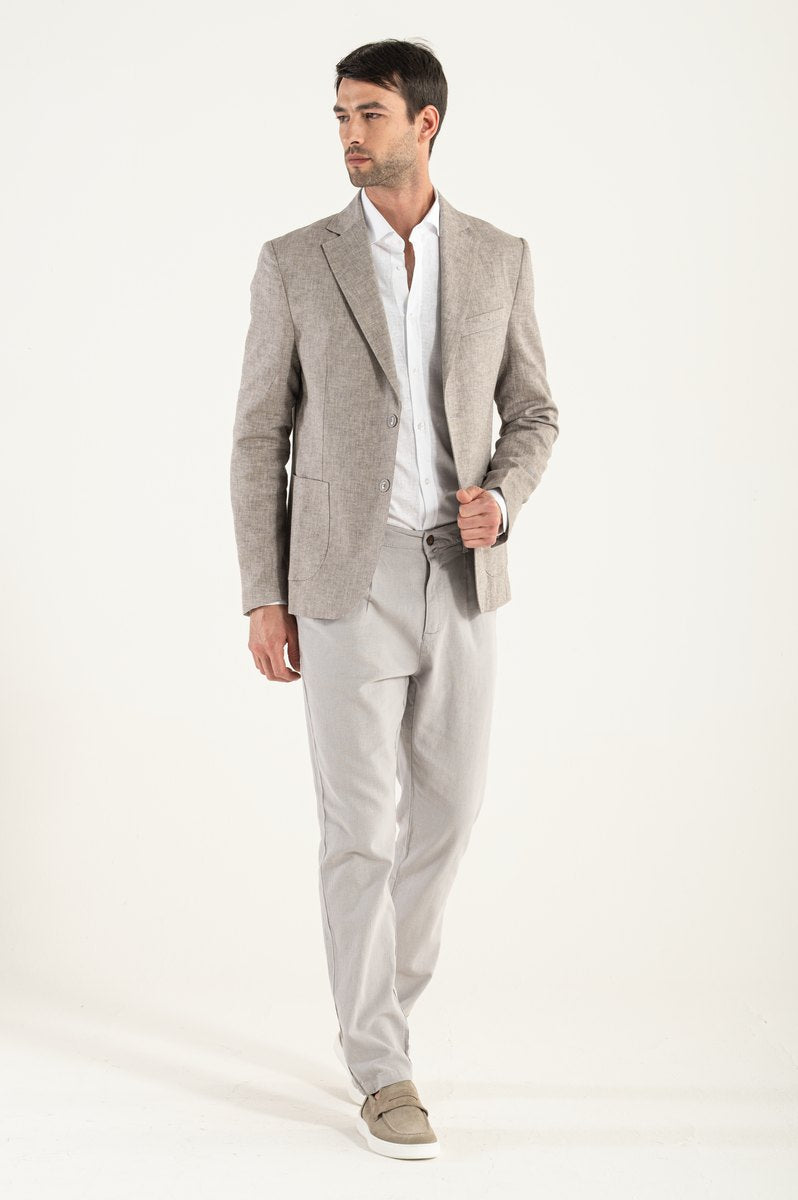 Camel blazer de linos/algodón